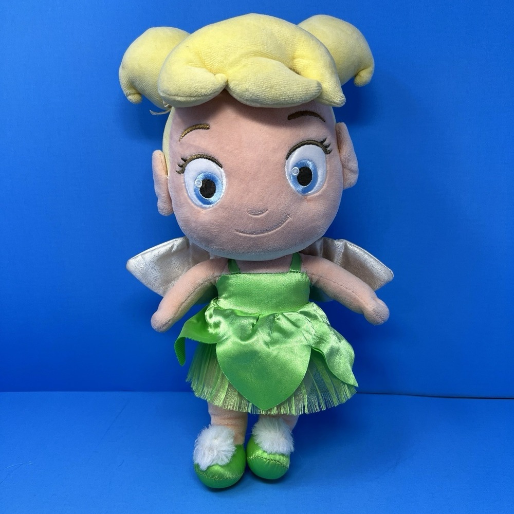 Disney Tinker Bell Plush Fairy Doll 12 Inch Peter Pan Embroidered Eyes Toy